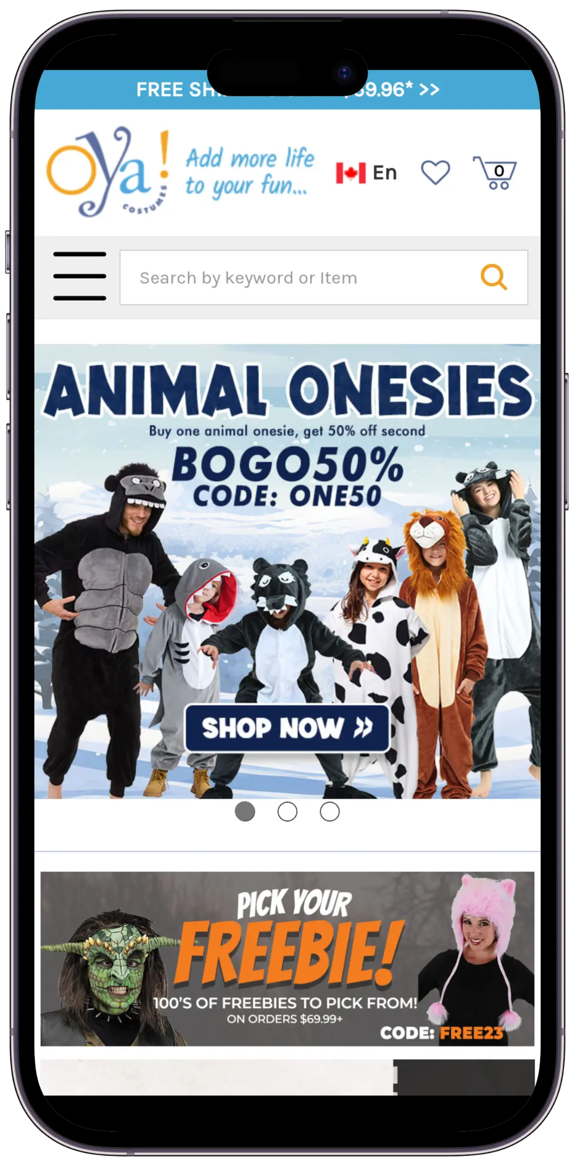 OYA Costumes - E-commerce Platform