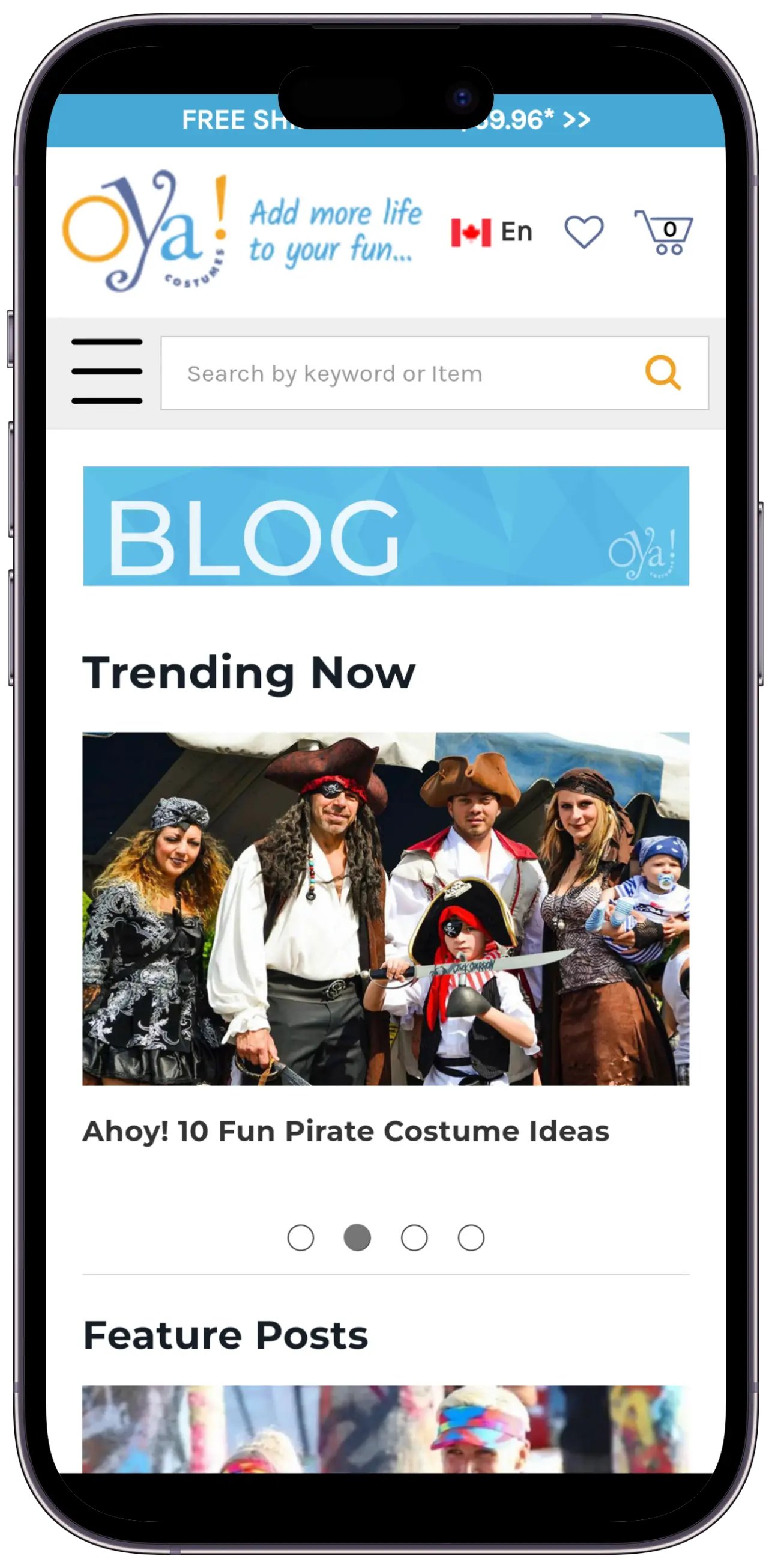 OYA Costumes - E-commerce Platform